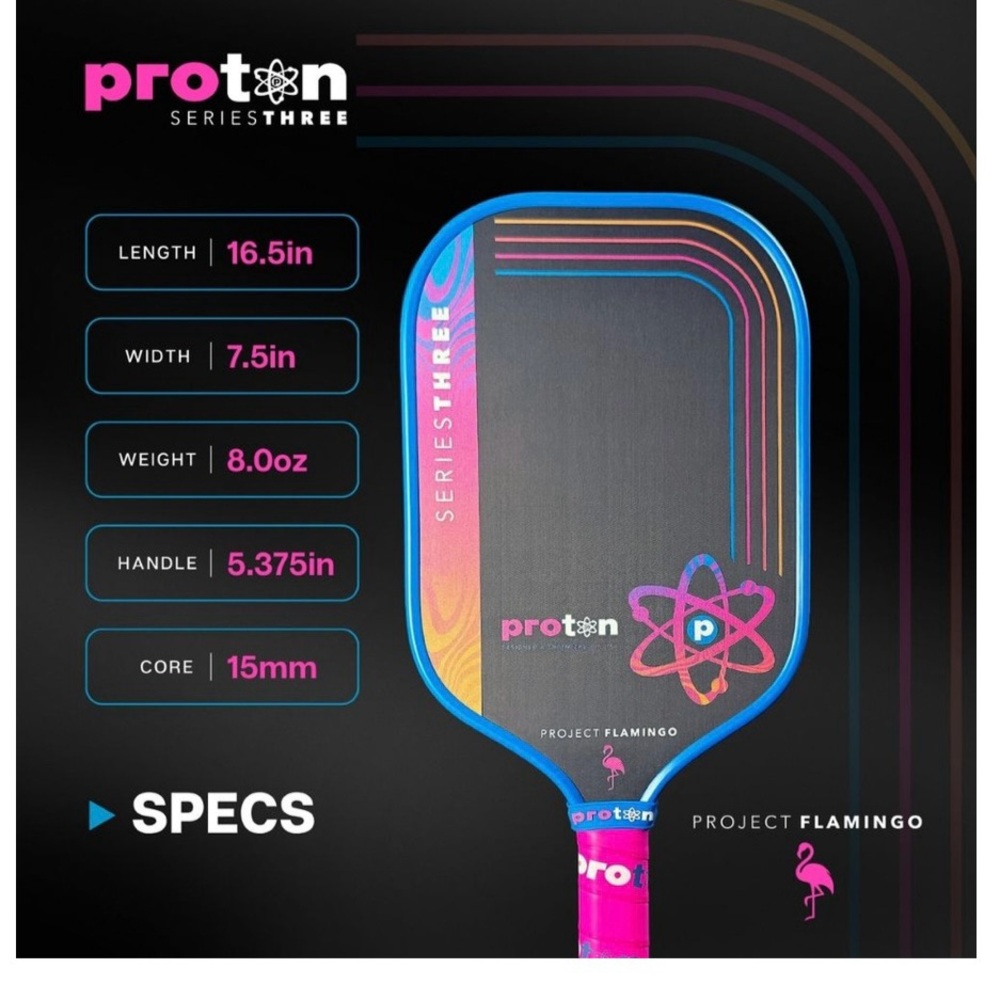 Proton Flamingo Pickleball Paddle. Series Three. Project Flamingo. Blue. Used.
